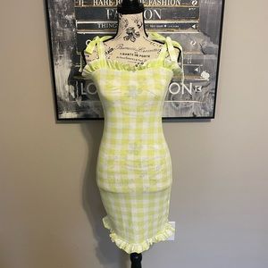 Brand New Pretty Little Thing Lime Gingham Dress